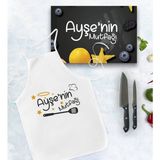 BK Kişiye Özel Isimli Mutfak Önlüğü ve Cam Kesme Tablası Hediye Seti Model 4