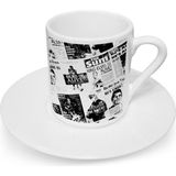 BK Kişiye Özel Isimli Retro Gazete Tasarımlı Türk Kahvesi Fincanı - 2