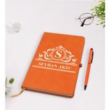 BK Kişiye Özel Isimli Turuncu Termo Deri Defter Kalem Seti Model 12