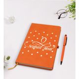 BK Kişiye Özel Isimli Turuncu Termo Deri Defter Kalem Seti Model 4