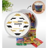BK Kişiye Özel İsimli Yeni İşinde Başarılar Tasarımlı Dev Boy Haribo Minis Kovası Model 7 100 x 10 gr - 1 kg
