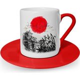 BK Kişiye Özel Japanese Landscape Kırmızı Türk Kahvesi Fincanı - 1