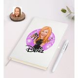 BK Kişiye Özel Kadın Güzellik Uzmanı Karikatürlü Beyaz Defter ve Kalem Hediye Seti-1
