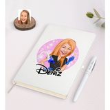 BK Kişiye Özel Kadın Güzellik Uzmanı Karikatürlü Beyaz Defter ve Kalem Hediye Seti-2