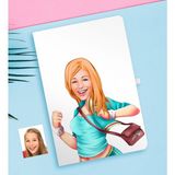 BK Kişiye Özel Kadın Karikatürlü Beyaz Defter-52