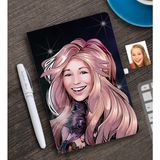 BK Kişiye Özel Kadın Karikatürlü Beyaz Defter ve Kalem Hediye Seti-53