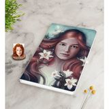 BK Kişiye Özel Kadın Sanatsal Illüstrasyon Portre Tasarımlı Beyaz Defter-1