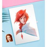 BK Kişiye Özel Kadın Soyut Karikatürlü Beyaz Defter-24