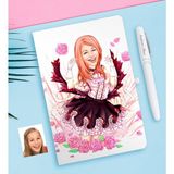 BK Kişiye Özel Kadın Soyut Karikatürlü Beyaz Defter ve Kalem Hediye Seti-12