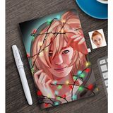 BK Kişiye Özel Kadın Soyut Karikatürlü Beyaz Defter ve Kalem Hediye Seti-14