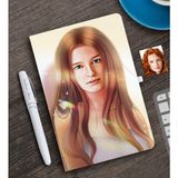 BK Kişiye Özel Kadın Soyut Karikatürlü Beyaz Defter ve Kalem Hediye Seti-21