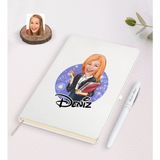 BK Kişiye Özel Kadın Yönetici Karikatürlü Beyaz Defter ve Kalem Hediye Seti-1