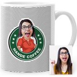 BK Kişiye Özel Kahve Logolu Karikatür Beyaz Kupa Bardak