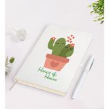 BK Kişiye Özel Kaktüs Tasarımlı Beyaz Defter + Kalem Seti-11