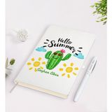 BK Kişiye Özel Kaktüs Tasarımlı Beyaz Defter + Kalem Seti-8