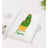 BK Kişiye Özel Kaktüs Tasarımlı Beyaz Defter + Kalem Seti-9