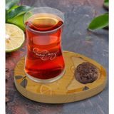 BK Kişiye Özel Limon Tasarımlı Doğal Ahşap Tabaklı Heybeli Çay Bardağı Sunum Seti Model 2 - Renkli