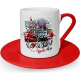 BK Kişiye Özel London Tasarımlı Kırmızı Türk Kahvesi Fincanı - 1