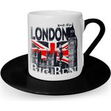 BK Kişiye Özel London Tasarımlı Siyah Türk Kahvesi Fincanı - 3