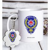 BK Kişiye Özel Mesleki Polis Beyaz Kupa ve Anahtarlık Hediye Seti-2