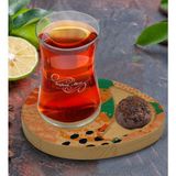BK Kişiye Özel Modern Art Tasarımlı Doğal Ahşap Tabaklı Heybeli Çay Bardağı Sunum Seti Model 1 - Renkli