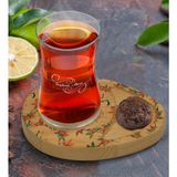 BK Kişiye Özel Modern Art Tasarımlı Doğal Ahşap Tabaklı Heybeli Çay Bardağı Sunum Seti Model 21