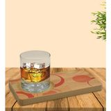 BK Kişiye Özel Modern Art Tasarımlı Doğal Ahşap Tabaklı Viski Bardağı Sunum Seti Model 13