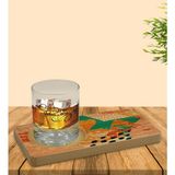 BK Kişiye Özel Modern Art Tasarımlı Doğal Ahşap Tabaklı Viski Bardağı Sunum Seti Model 1