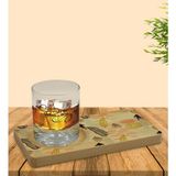 BK Kişiye Özel Modern Art Tasarımlı Doğal Ahşap Tabaklı Viski Bardağı Sunum Seti Model 5