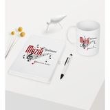 BK Kişiye Özel Müzik Öğretmeni Temalı Beyaz Defter Kalem Kupa Seti - 1