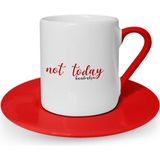 BK Kişiye Özel Not Today Tasarımlı Kırmızı Türk Kahvesi Fincanı - 1