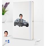 BK Kişiye Özel Plakalı Erkek Mazda Rx-8 Karikatürlü Beyaz Termo Deri Defter 16X24CM Model 1