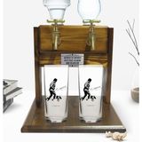 BK Kişiye Özel Renkli Baskılı Atatürk Tasarımlı Ikili Rakı Bardağı ve Çift Musluklu Doğal Ahşap Rakı Standı-16