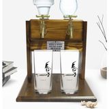 BK Kişiye Özel Renkli Baskılı Atatürk Tasarımlı Ikili Rakı Bardağı ve Çift Musluklu Doğal Ahşap Rakı Standı-21