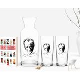 BK Kişiye Özel Renkli Baskılı Atatürk Temalı Ikili Rakı Bardağı Karaf ve Cep Kitabı Hediye Seti-18