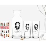 BK Kişiye Özel Renkli Baskılı Atatürk Temalı Ikili Rakı Bardağı Karaf ve Cep Kitabı Hediye Seti-28