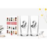 BK Kişiye Özel Renkli Baskılı Atatürk Temalı Ikili Rakı Bardağı ve Rakı Cep Kitabı Hediye Seti-10