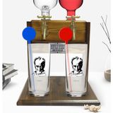 BK Kişiye Özel Renkli Baskılı Atatürk Temalı Ikili Vodka Bardağı ve Çift Musluklu Doğal Ahşap Vodka Standı-13