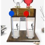 BK Kişiye Özel Renkli Baskılı Atatürk Temalı Ikili Vodka Bardağı ve Çift Musluklu Doğal Ahşap Vodka Standı-21