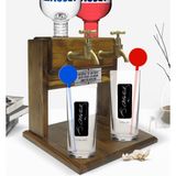 BK Kişiye Özel Renkli Baskılı Atatürk Temalı Ikili Vodka Bardağı ve Çift Musluklu Doğal Ahşap Vodka Standı-30