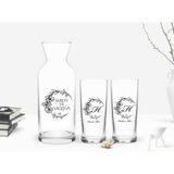 BK Kişiye Özel Renkli Baskılı Baş Harf İsim Tasarımlı 2'li Rakı Bardağı ve Karaf Seti-4
