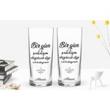 BK Kişiye Özel Renkli Baskılı Bir Gün Psikolojim Tasarımlı Ikili Rakı Bardağı Seti-1