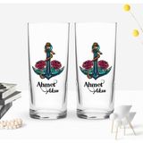BK Kişiye Özel Renkli Baskılı Çapa Tasarımlı Ikili Rakı Bardağı Seti-4