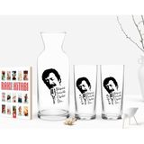 BK Kişiye Özel Renkli Baskılı Çılgınlar Gibi Tasarımlı Ikili Rakı Bardağı Karaf ve Cep Kitabı Hediye Seti-1