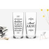 Bk Kişiye Özel Renkli Baskılı Çok İçiyorsun Dediler Tasarımlı 2'li Rakı Bardağı Seti-1