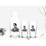 BK Kişiye Özel Renkli Baskılı Çünkü Sen Çölüme Yağmur Oldun Tasarımlı 2'li Rakı Bardağı ve Karaf Seti-5