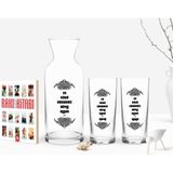 BK Kişiye Özel Renkli Baskılı En Kötü Günümüz Böyle Olsun Tasarımlı Ikili Rakı Bardağı Karaf ve Cep Kitabı Hediye Seti-2