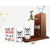 BK Kişiye Özel Renkli Baskılı Erkek Kurukafa Tasarımlı Ikili Rakı Bardağı Ahşap Rakı Standı ve Cep Kitabı Hediye Seti-1