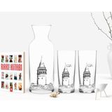 BK Kişiye Özel Renkli Baskılı Galata Kulesi Tasarımlı Ikili Rakı Bardağı Karaf ve Cep Kitabı Hediye Seti-10
