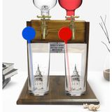 BK Kişiye Özel Renkli Baskılı Galata Kulesi Tasarımlı Ikili Vodka Bardağı ve Çift Musluklu Doğal Ahşap Vodka Standı-11